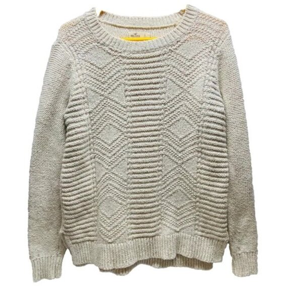 Hollister Sweaters - Hollister Knit Sweater Women's Large Oatmeal Heather Comfy Pullover Crewneck GUC